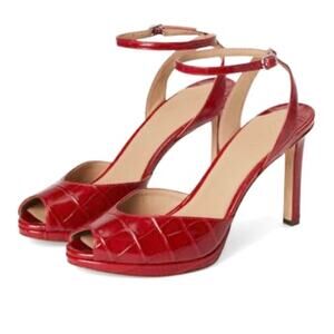 LAUREN by RALPH LAUREN Kyla
Crocodile Embossed Leather Sandal Red Size 6.5